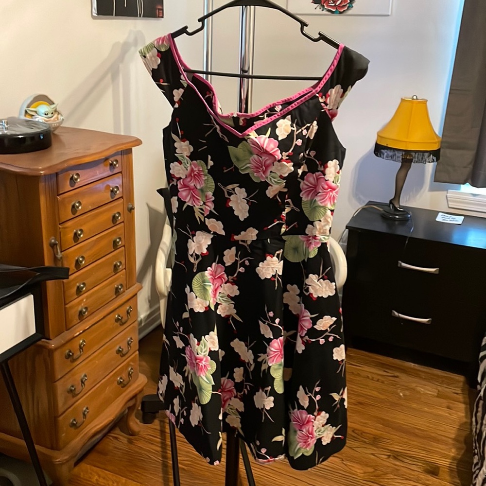 Floral Hellbunny Pin Up Mini Dress w Pockets